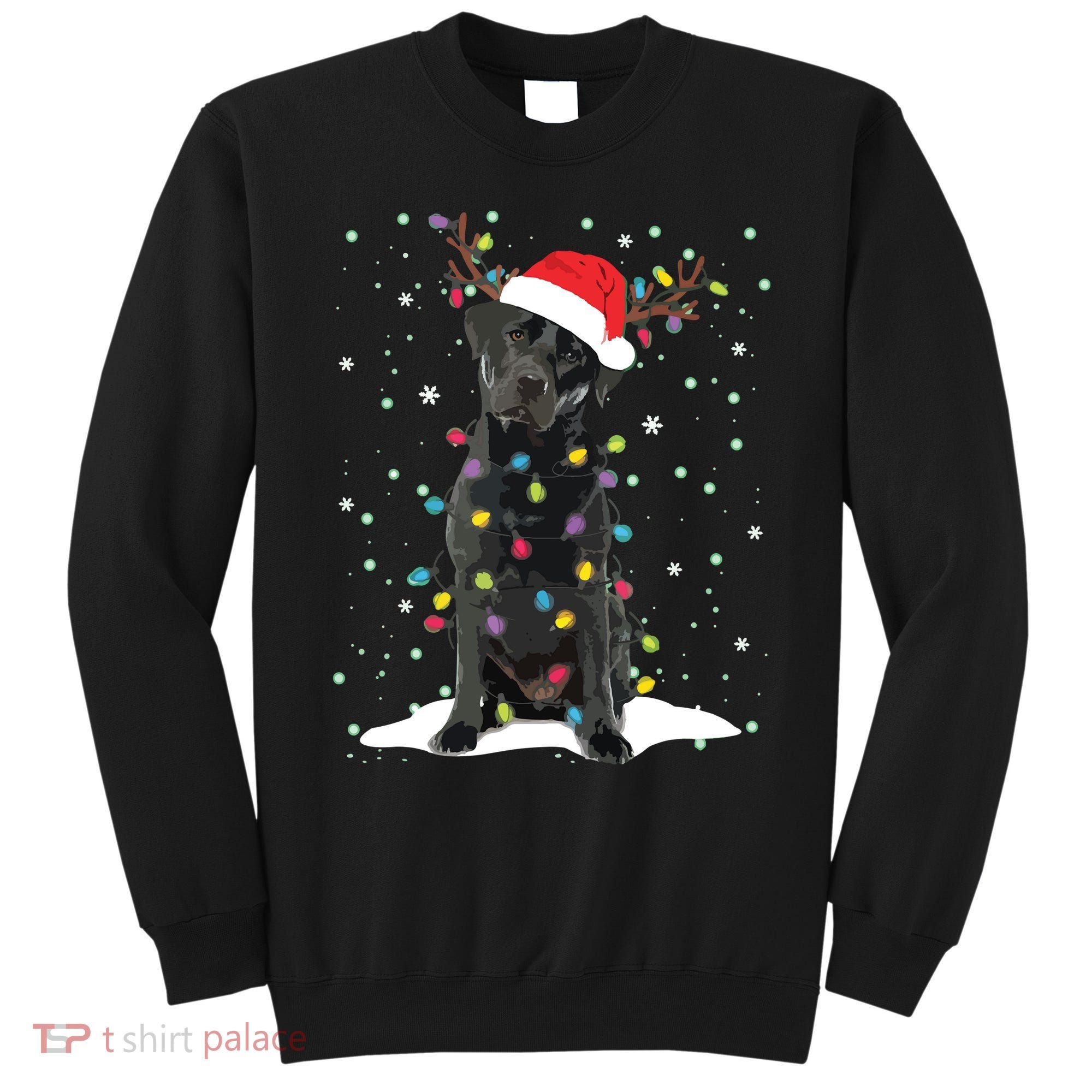 Black Lab Labrador Christmas Tree Light Pajama Dog Xmas Sweatshirt