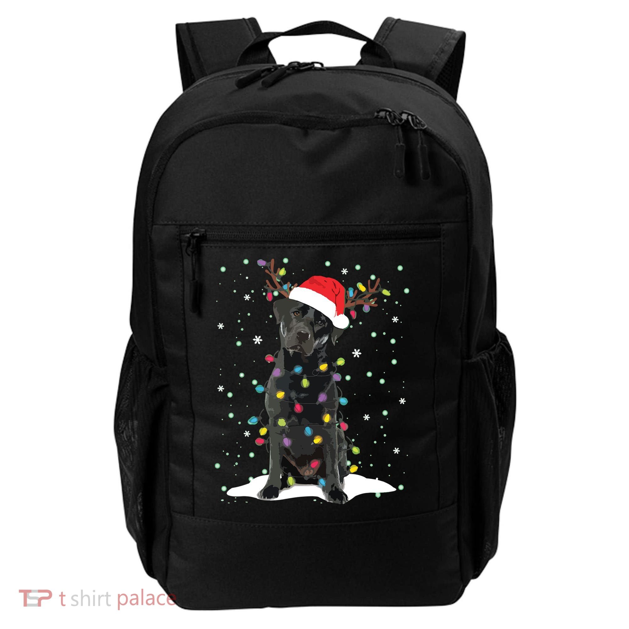 Black Lab Labrador Christmas Tree Light Pajama Dog Xmas Backpack