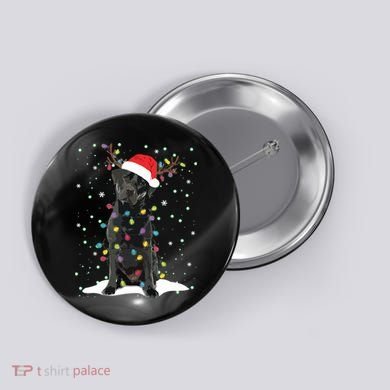 Black Lab Labrador Christmas Tree Light Pajama Dog Xmas Button