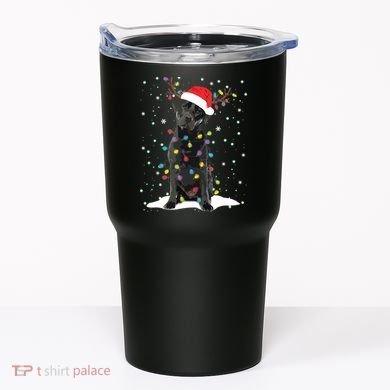 Black Lab Labrador Christmas Tree Light Pajama Dog Xmas Tumbler