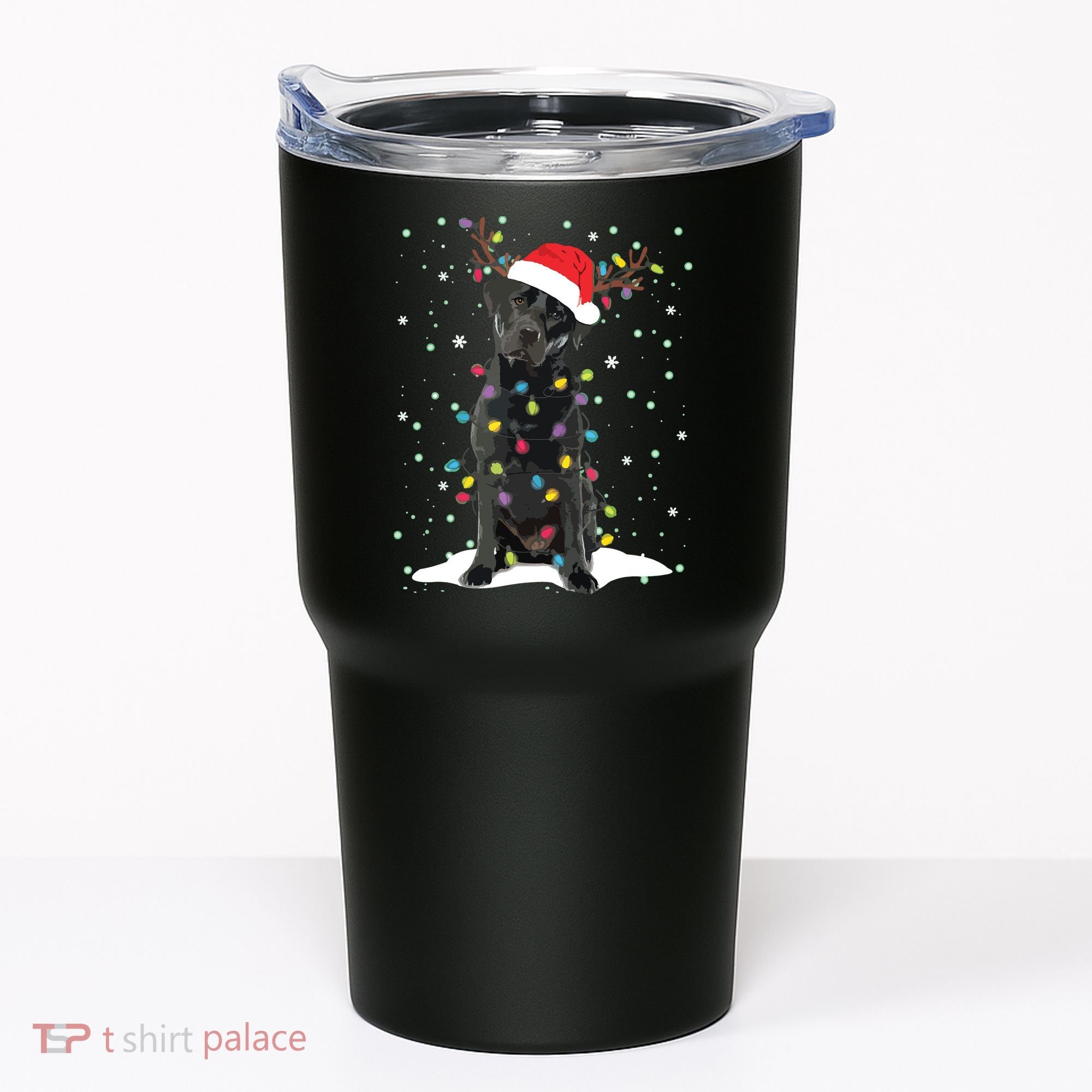 Black Lab Labrador Christmas Tree Light Pajama Dog Xmas Tumbler