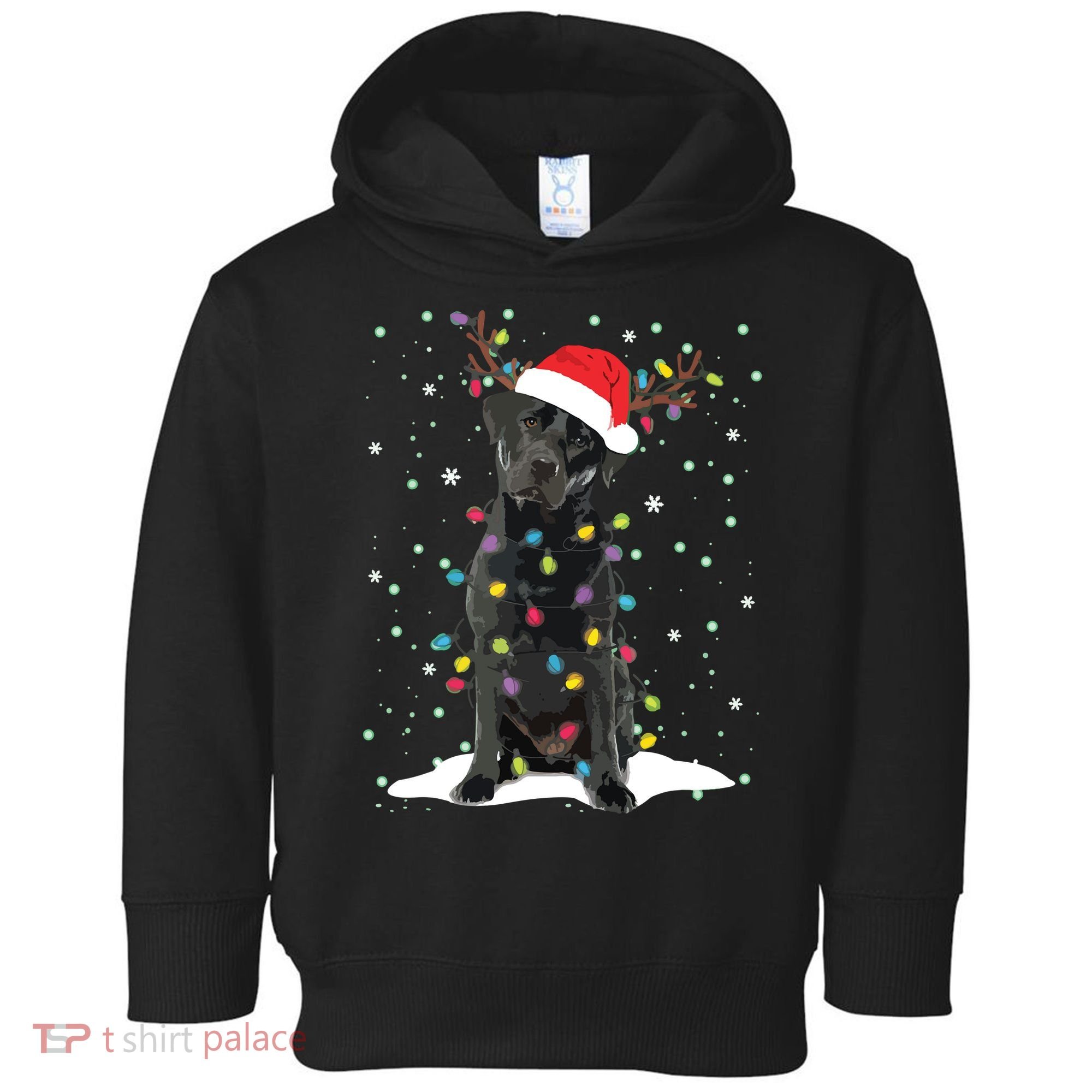 Black Lab Labrador Christmas Tree Light Pajama Dog Xmas Toddler Hoodie