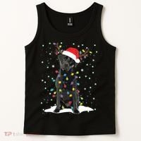 Black Lab Labrador Christmas Tree Light Pajama Dog Xmas Tank Top thumb 2
