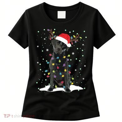 Black Lab Labrador Christmas Tree Light Pajama Dog Xmas Women's T-Shirt