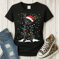 Black Lab Labrador Christmas Tree Light Pajama Dog Xmas Women's T-Shirt thumb 3