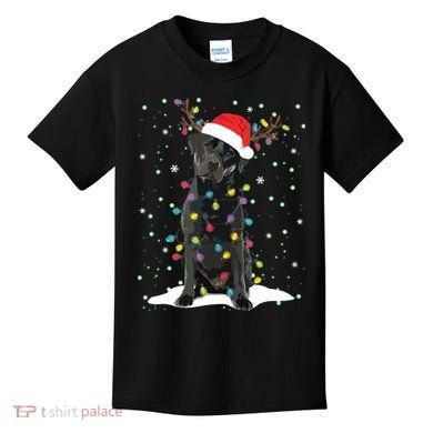 Black Lab Labrador Christmas Tree Light Pajama Dog Xmas Kids T-Shirt