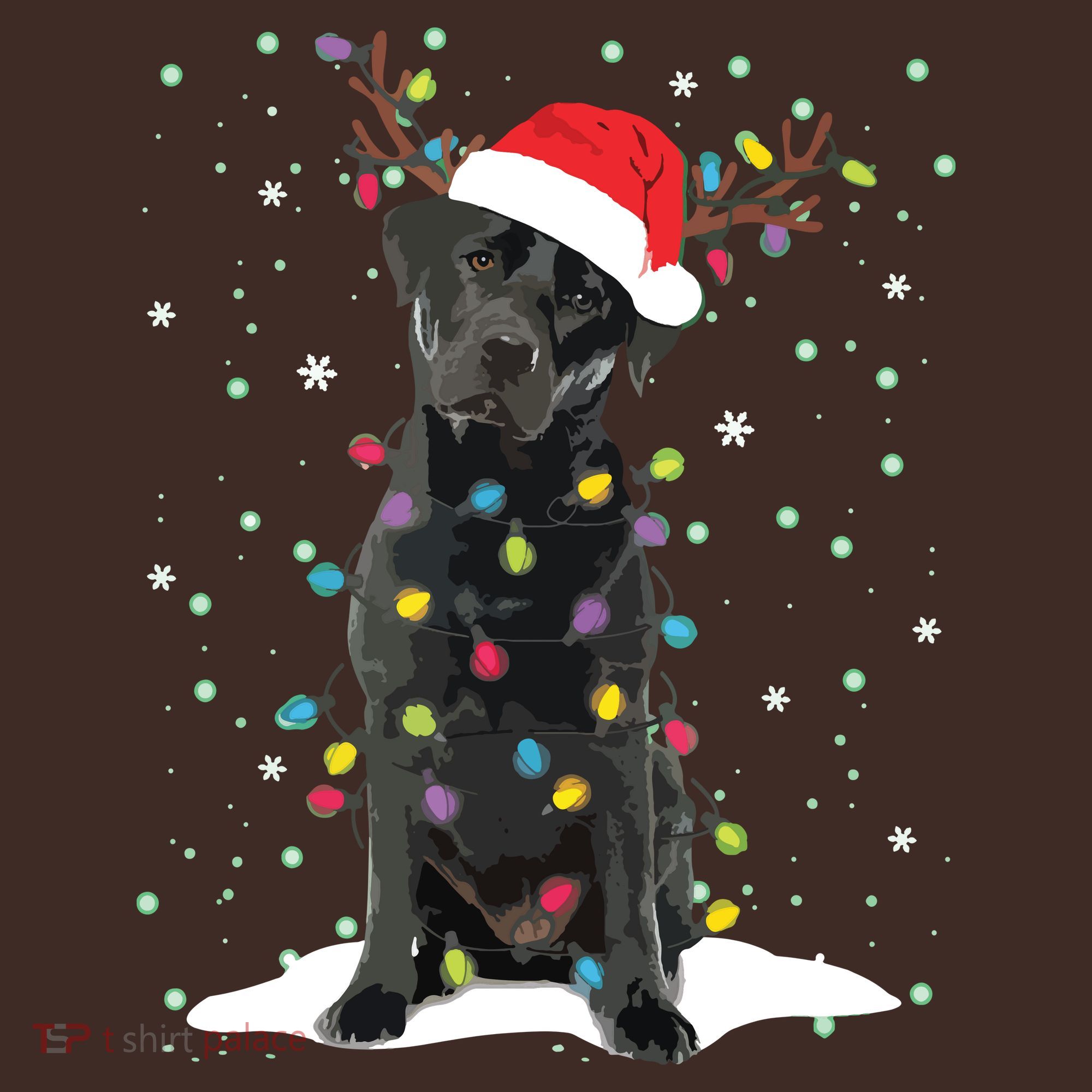 Black Lab Labrador Christmas Tree Light Pajama Dog Xmas Apron