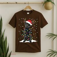 Black Lab Labrador Christmas Tree Light Pajama Dog Xmas T-Shirt thumb 2