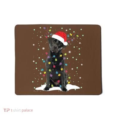 Black Lab Labrador Christmas Tree Light Pajama Dog Xmas Mousepad