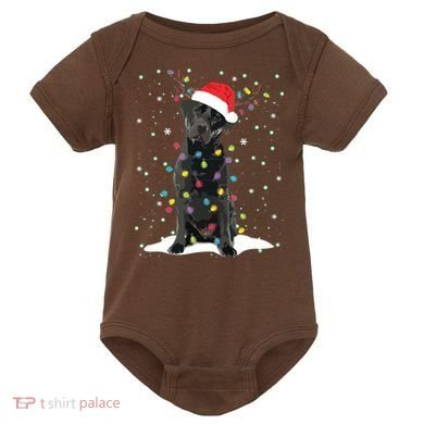 Black Lab Labrador Christmas Tree Light Pajama Dog Xmas Baby Bodysuit