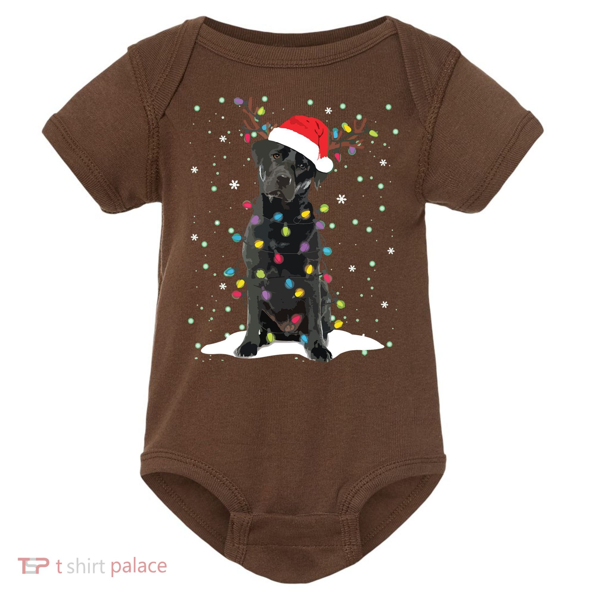 Black Lab Labrador Christmas Tree Light Pajama Dog Xmas Baby Bodysuit