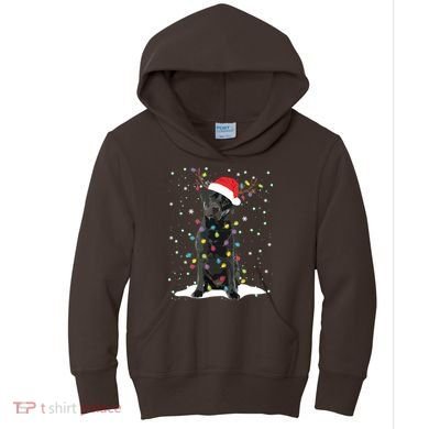 Black Lab Labrador Christmas Tree Light Pajama Dog Xmas Kids Hoodie