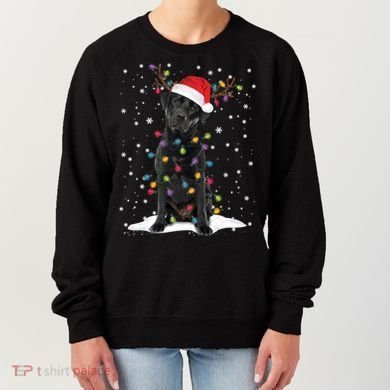 Black Lab Labrador Christmas Tree Light Pajama Dog Xmas Gift Women's Sweatshirt