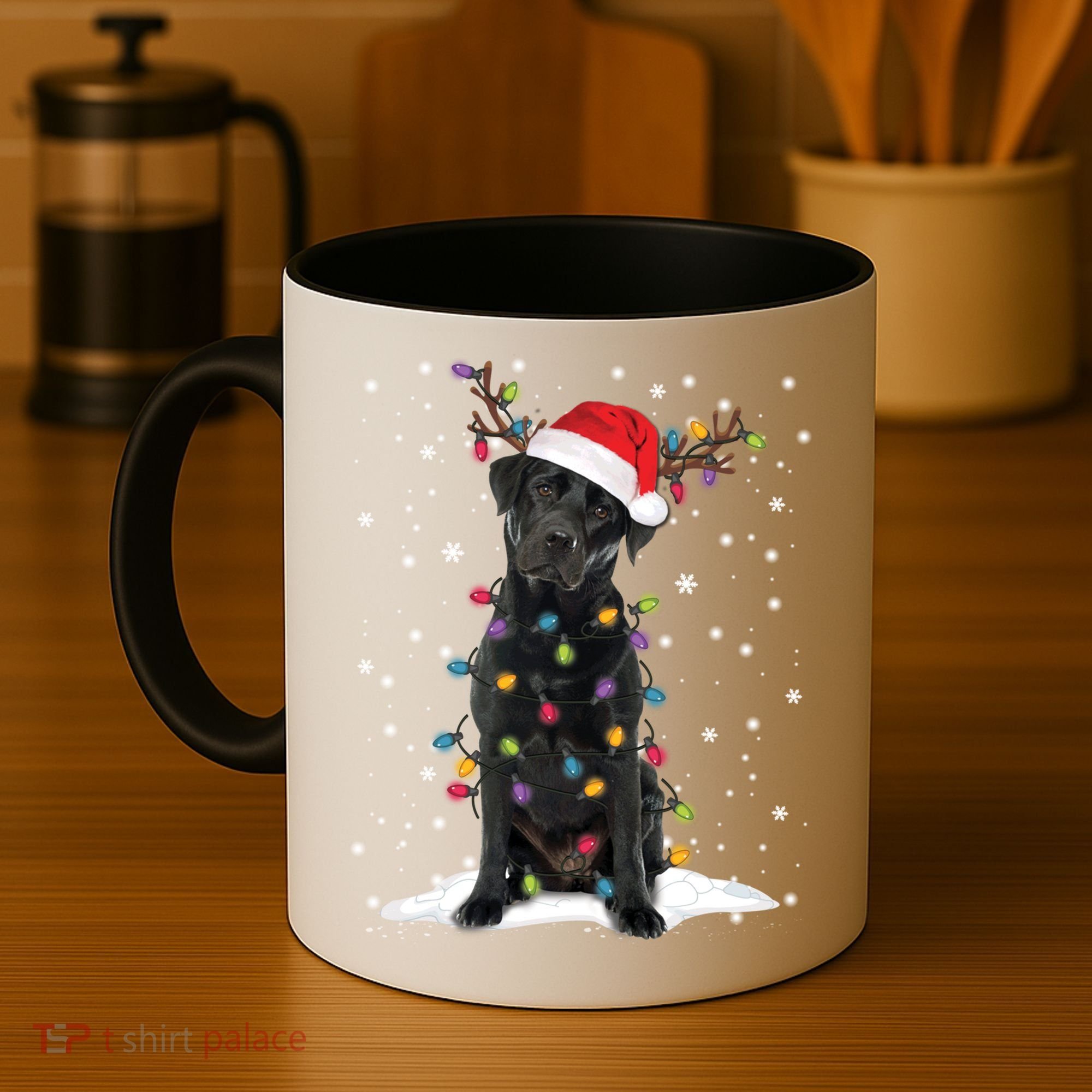 Black Lab Labrador Christmas Tree Light Pajama Dog Xmas Gift Coffee Mug