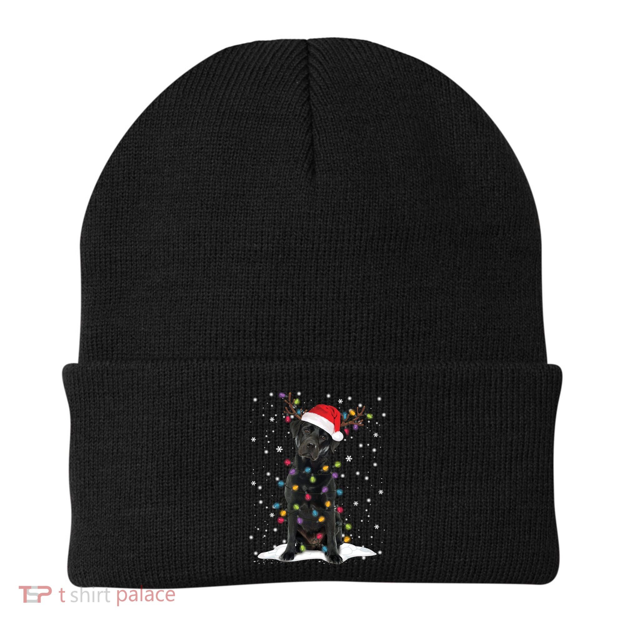 Black Lab Labrador Christmas Tree Light Pajama Dog Xmas Gift Beanie