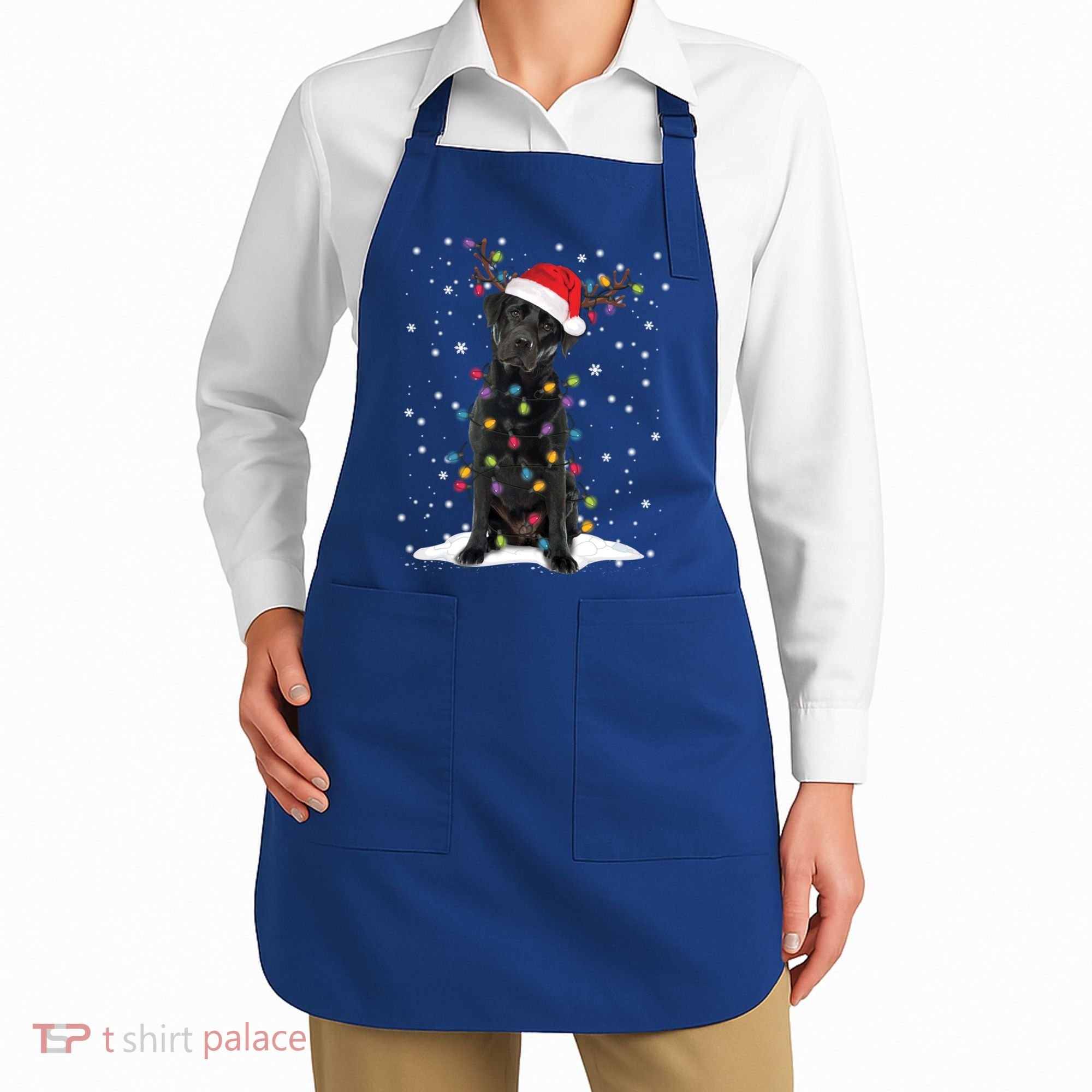 Black Lab Labrador Christmas Tree Light Pajama Dog Xmas Gift Apron