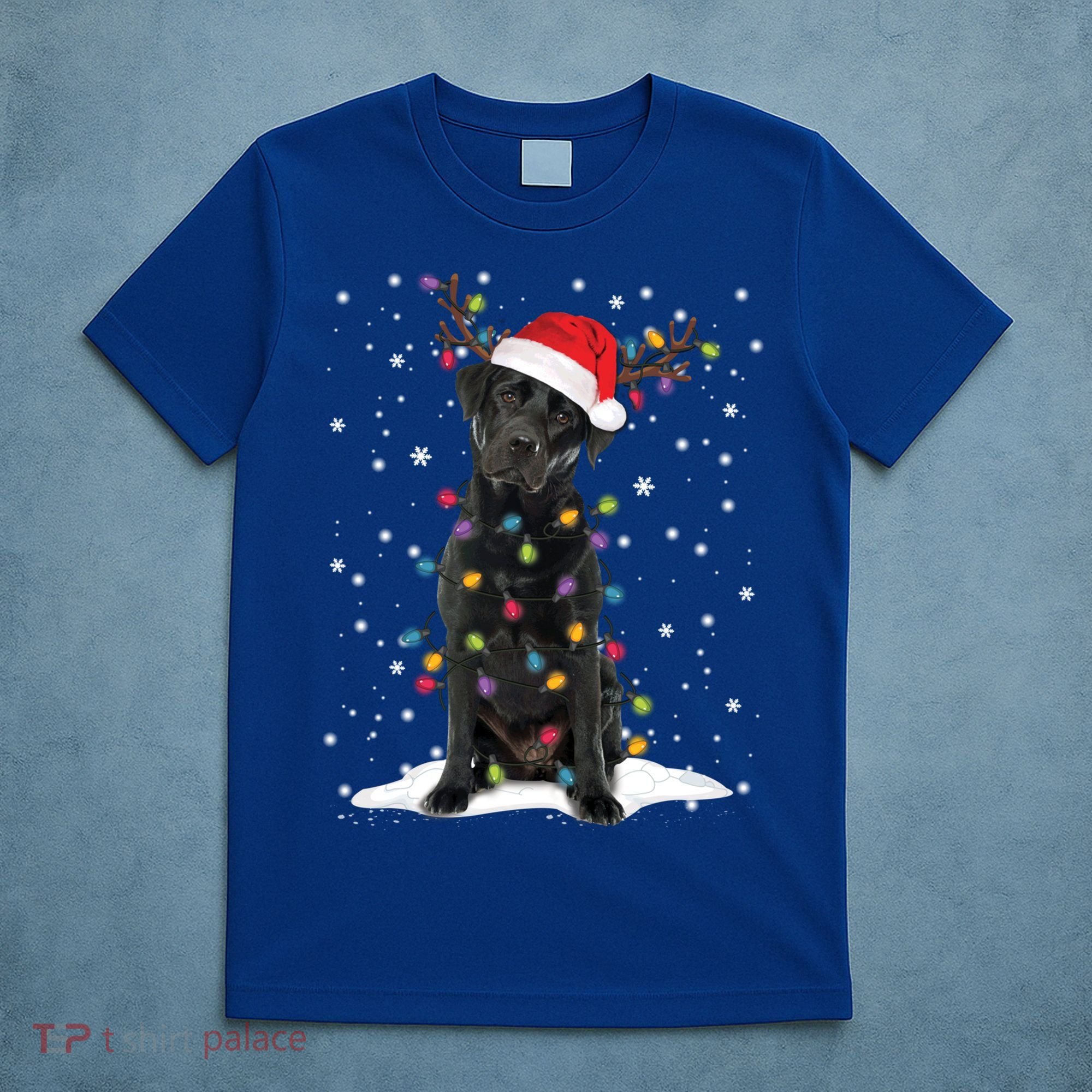 Black Lab Labrador Christmas Tree Light Pajama Dog Xmas Gift T-Shirt