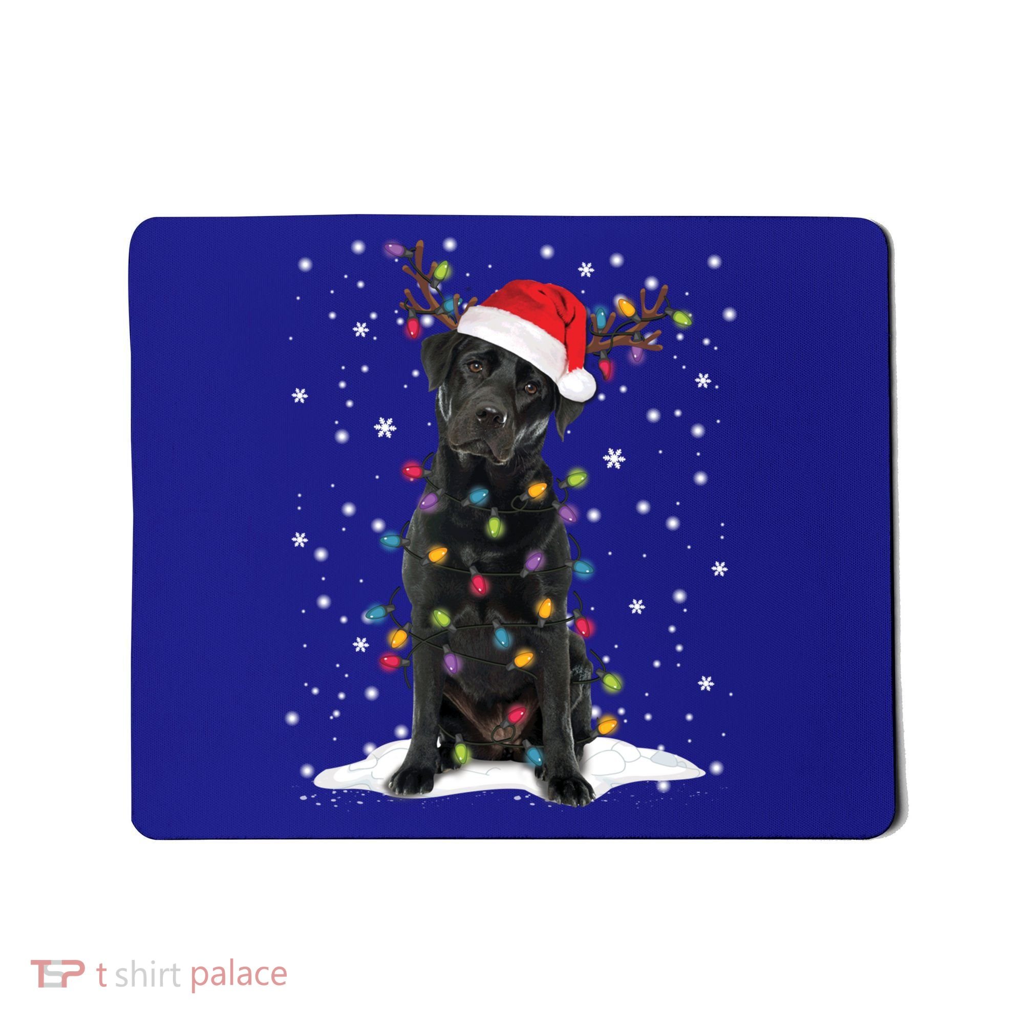 Black Lab Labrador Christmas Tree Light Pajama Dog Xmas Gift Mousepad