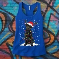 Black Lab Labrador Christmas Tree Light Pajama Dog Xmas Gift Women's Tank Top thumb 3