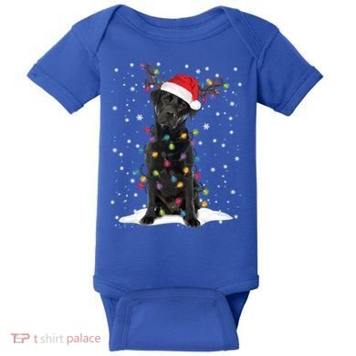 Black Lab Labrador Christmas Tree Light Pajama Dog Xmas Gift Baby Bodysuit