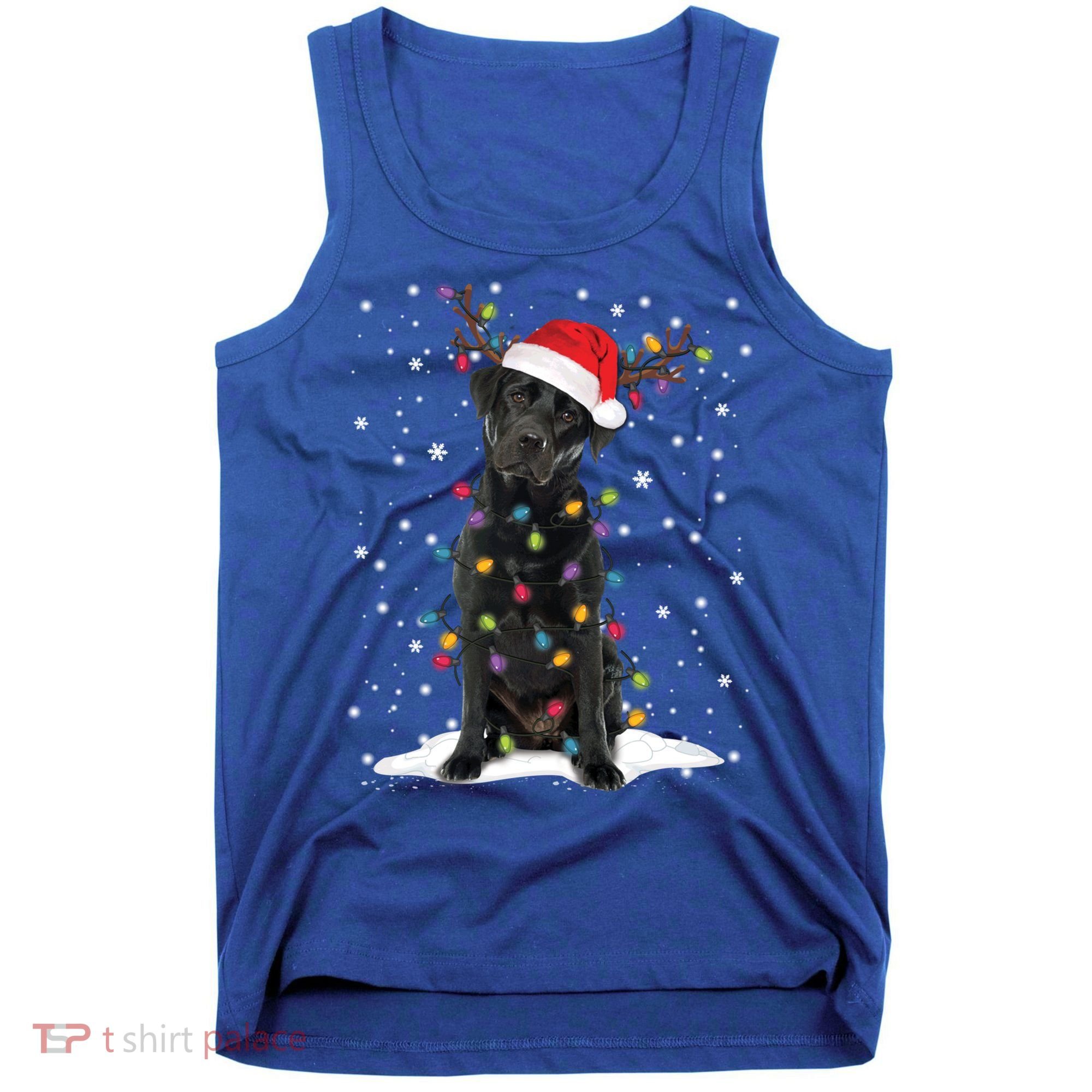 Black Lab Labrador Christmas Tree Light Pajama Dog Xmas Gift Tank Top