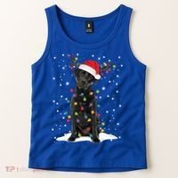 Black Lab Labrador Christmas Tree Light Pajama Dog Xmas Gift Tank Top thumb 2