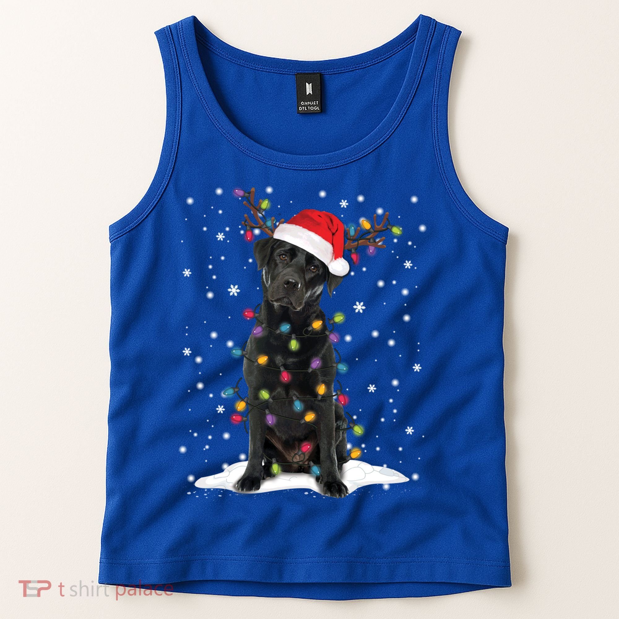 Black Lab Labrador Christmas Tree Light Pajama Dog Xmas Gift Tank Top