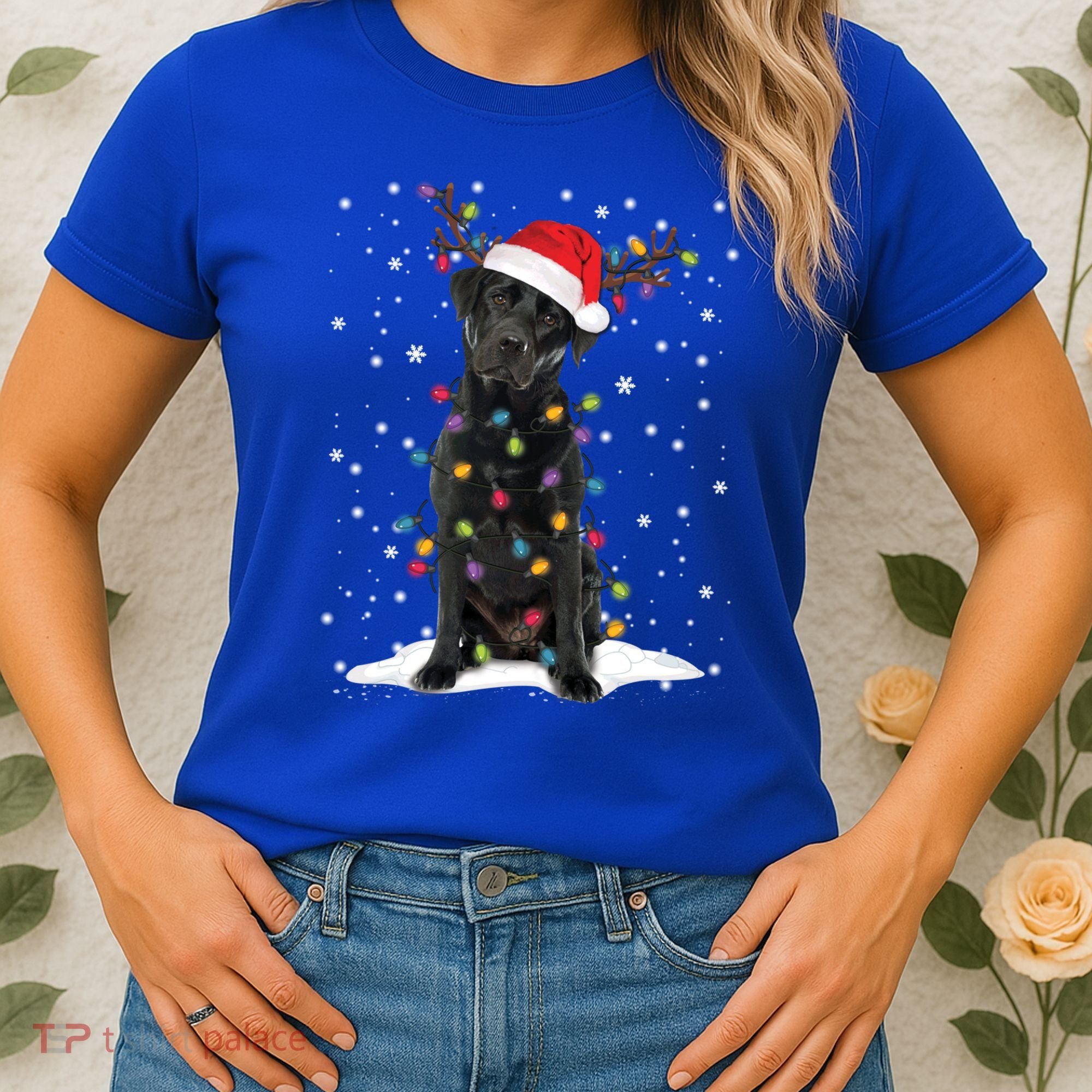 Black Lab Labrador Christmas Tree Light Pajama Dog Xmas Gift Women's T-Shirt