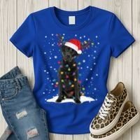 Black Lab Labrador Christmas Tree Light Pajama Dog Xmas Gift Women's T-Shirt thumb 3