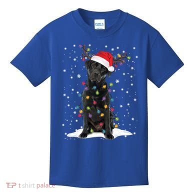 Black Lab Labrador Christmas Tree Light Pajama Dog Xmas Gift Kids T-Shirt