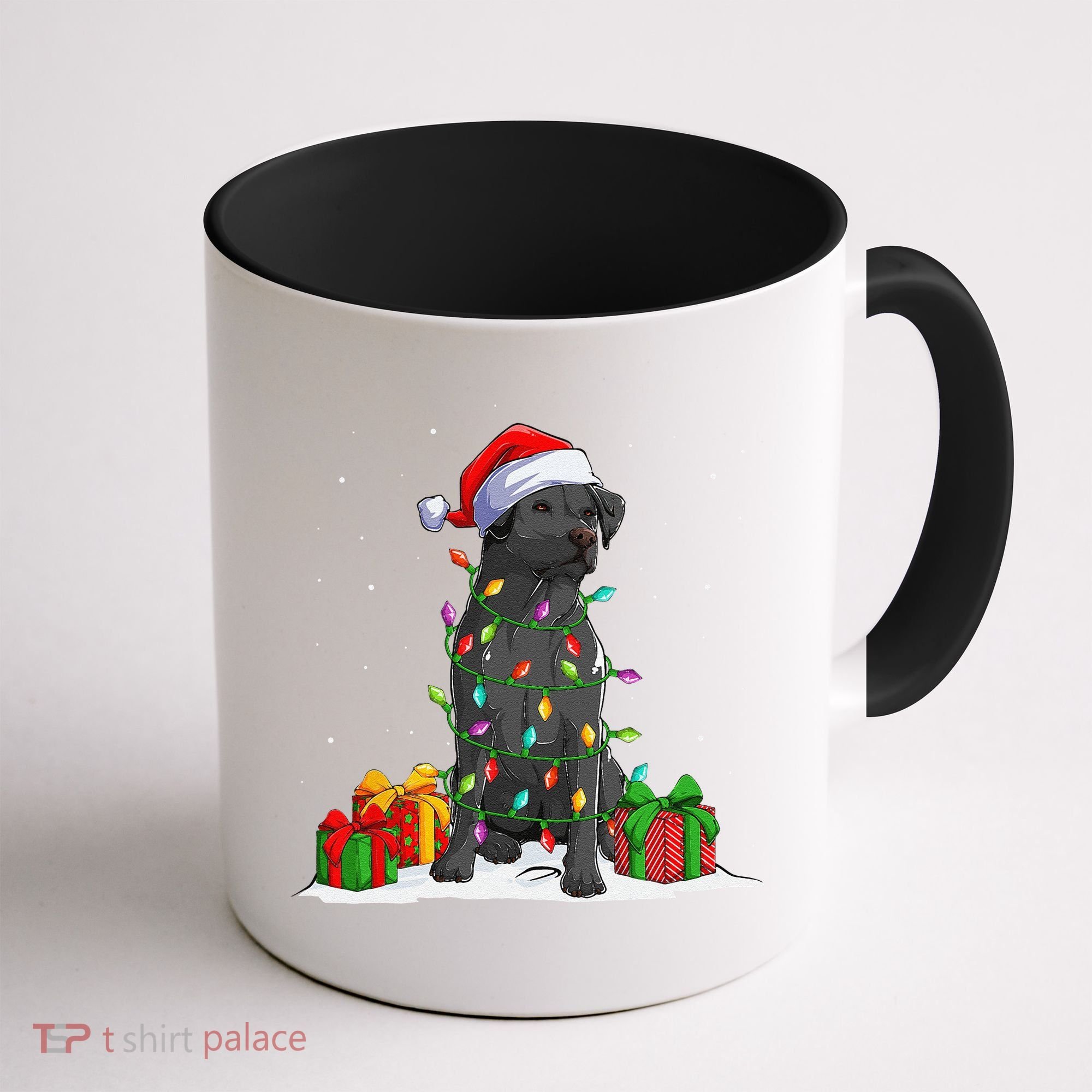 Black Lab Labrador Christmas Lights Pajama Dog Lover Xmas Coffee Mug
