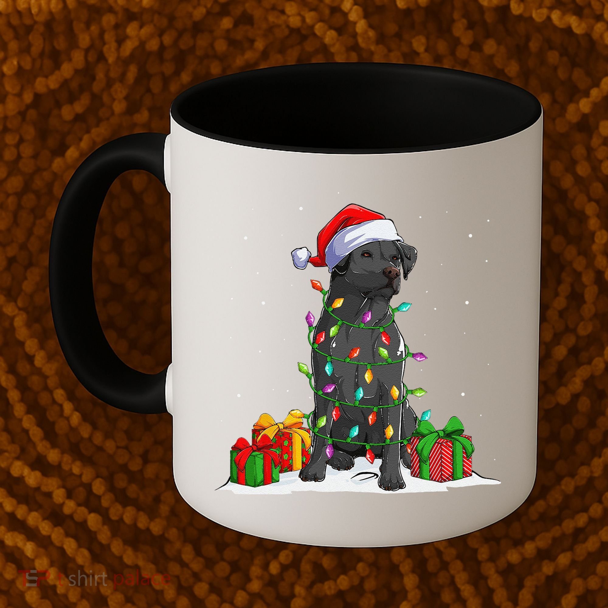 Black Lab Labrador Christmas Lights Pajama Dog Lover Xmas Coffee Mug