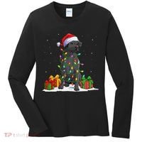 Black Lab Labrador Christmas Lights Pajama Dog Lover Xmas Women's Long Sleeve Shirt thumb 0