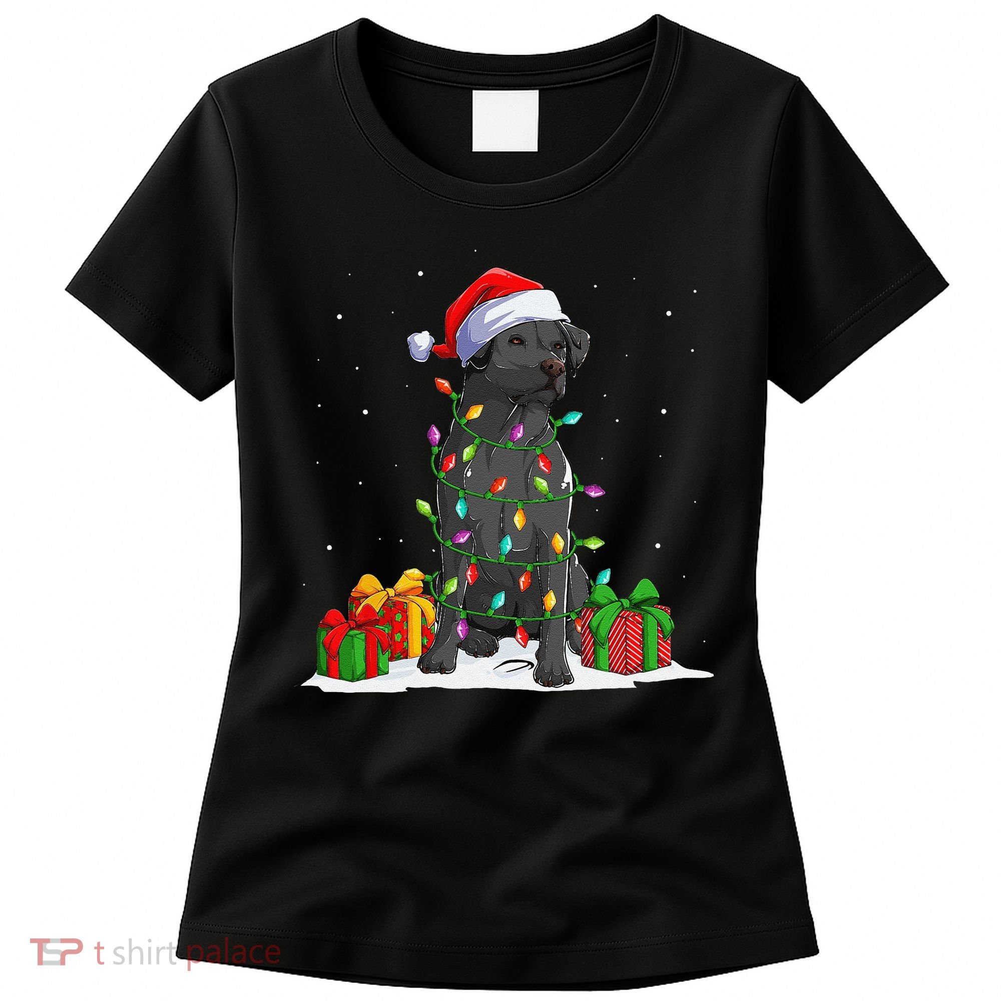 Black Lab Labrador Christmas Lights Pajama Dog Lover Xmas Women's T-Shirt