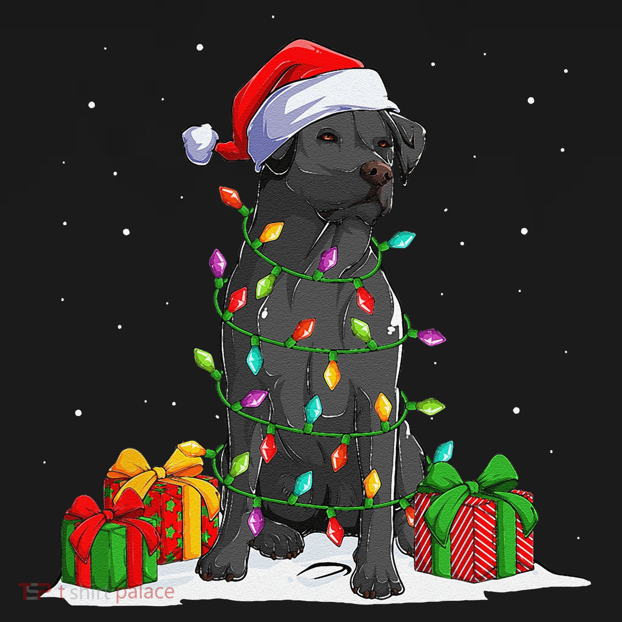 Black Lab Labrador Christmas Lights Pajama Dog Lover Xmas Women's T-Shirt
