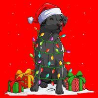 Black Lab Labrador Christmas Lights Pajama Dog Lover Xmas Santa Hat thumb 1