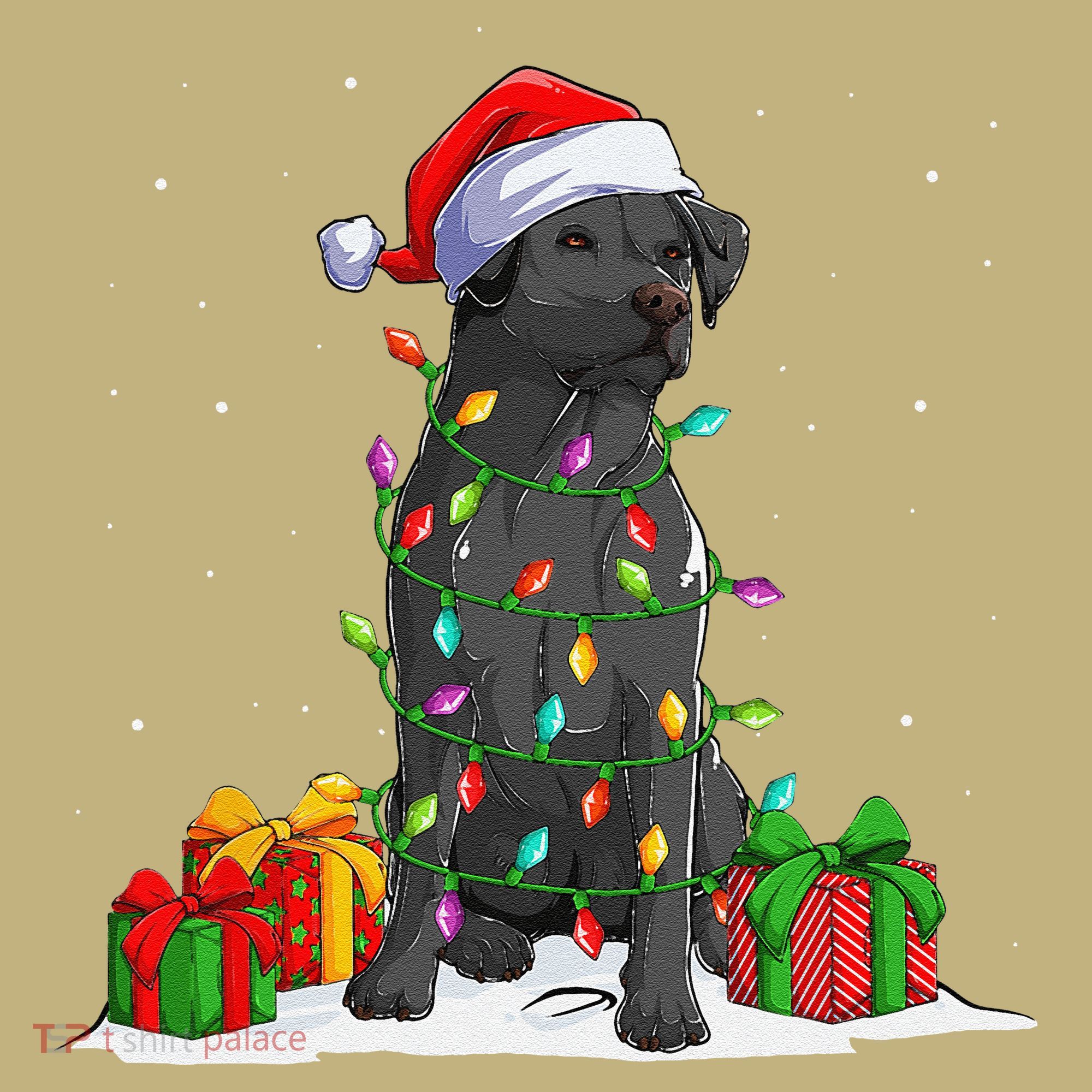 Black Lab Labrador Christmas Lights Pajama Dog Lover Xmas Long Sleeve Shirt
