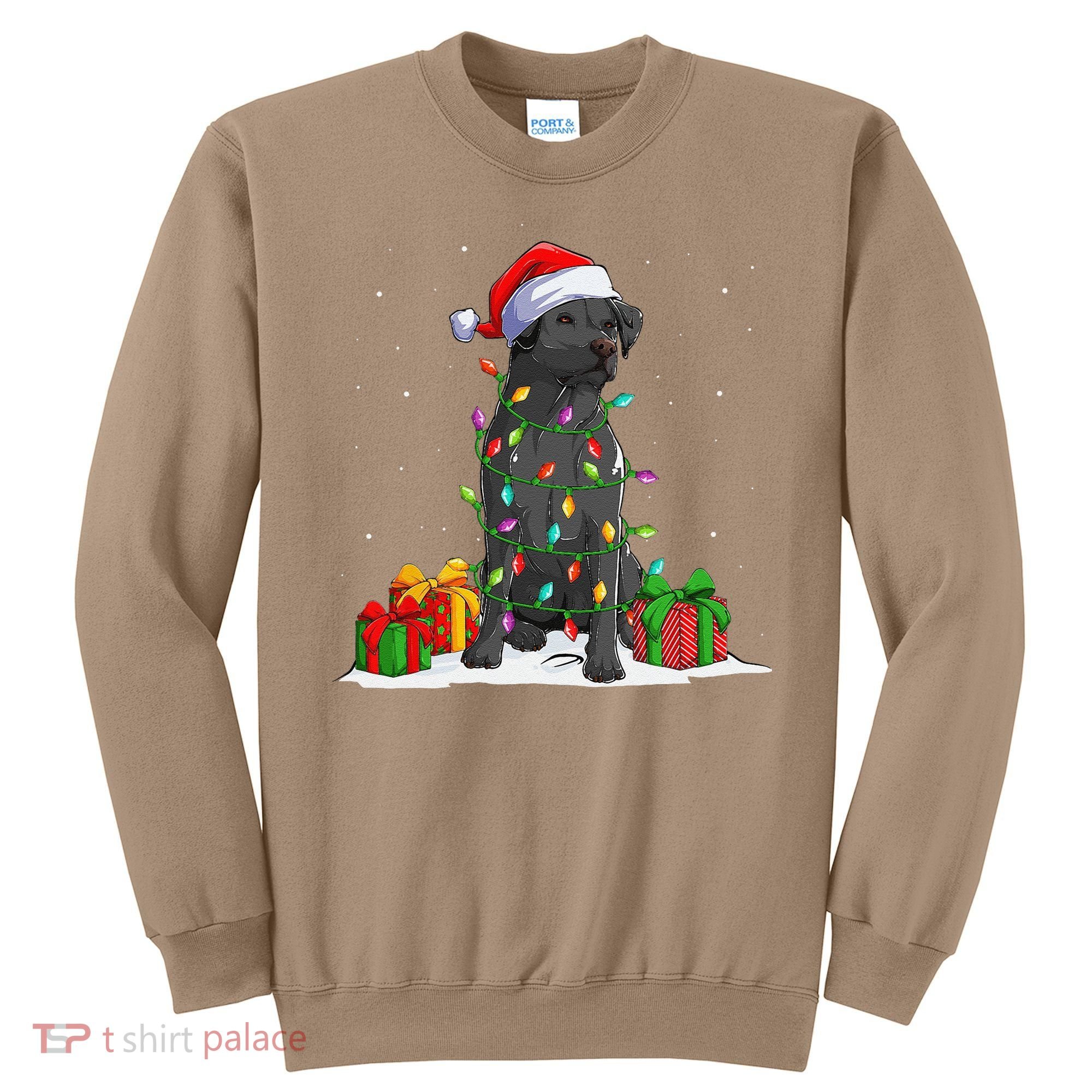 Black Lab Labrador Christmas Lights Pajama Dog Lover Xmas Sweatshirt
