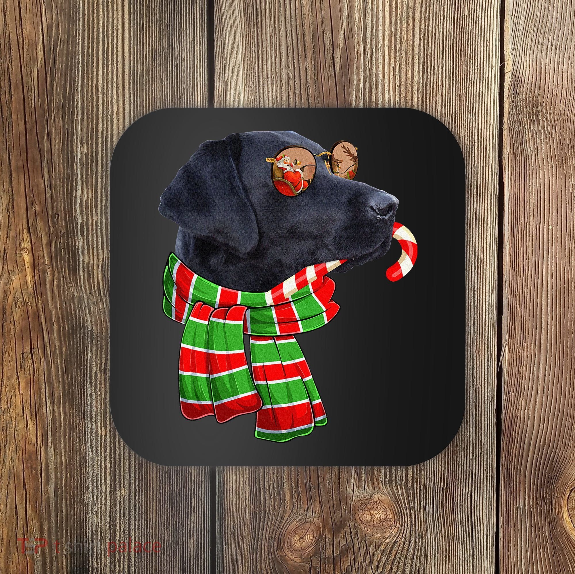 Black Lab Labrador Dog Owners Christmas Xmas Holiday Party Coaster