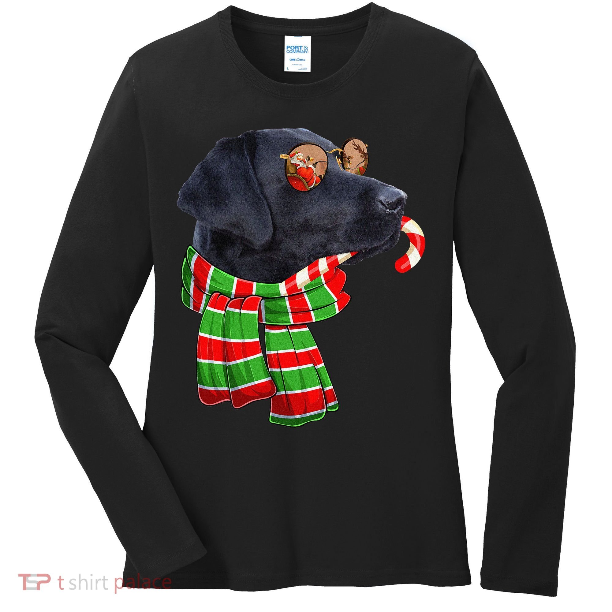 Black Lab Labrador Dog Owners Christmas Xmas Holiday Party Women's Long Sleeve Shirt