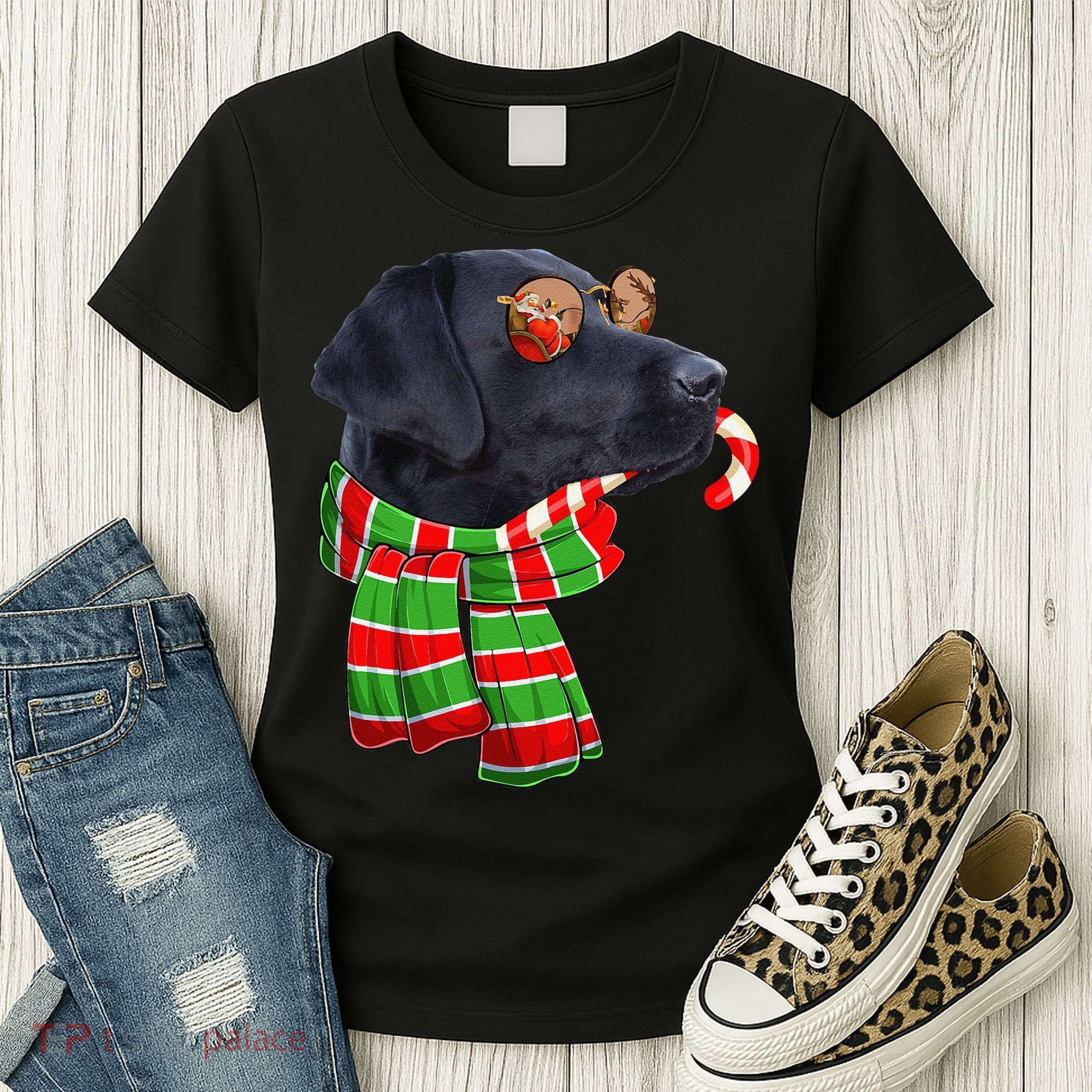 Black Lab Labrador Dog Owners Christmas Xmas Holiday Party Women's T-Shirt