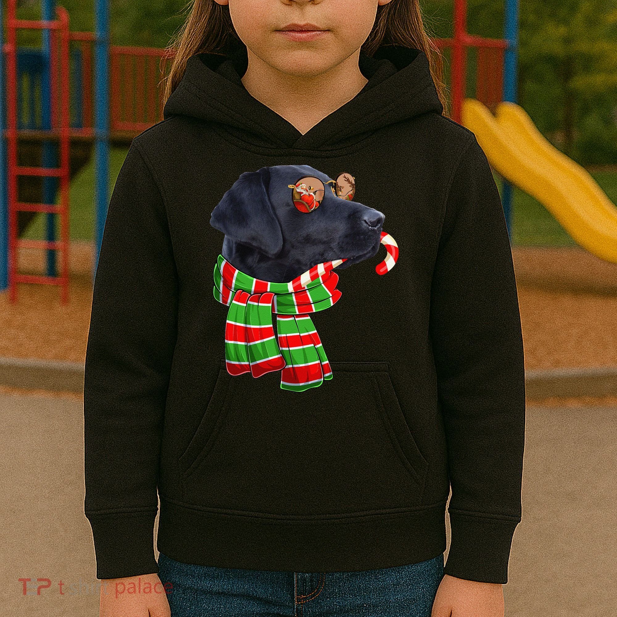 Black Lab Labrador Dog Owners Christmas Xmas Holiday Party Kids Hoodie
