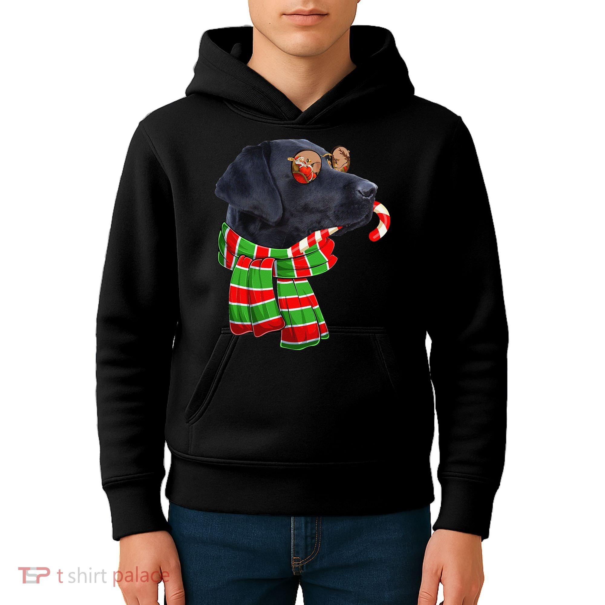 Black Lab Labrador Dog Owners Christmas Xmas Holiday Party Kids Hoodie