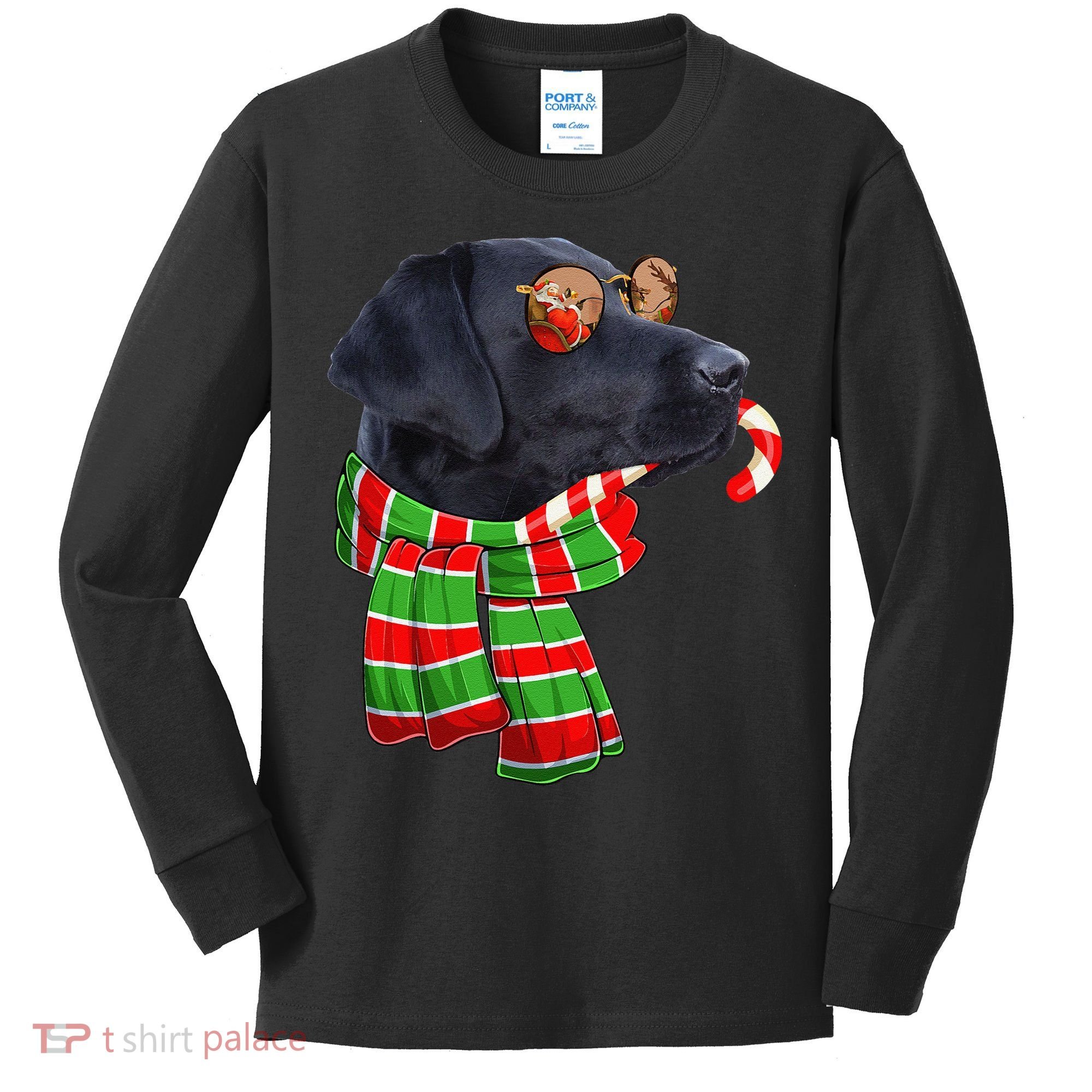 Black Lab Labrador Dog Owners Christmas Xmas Holiday Party Kids Long Sleeve Shirt