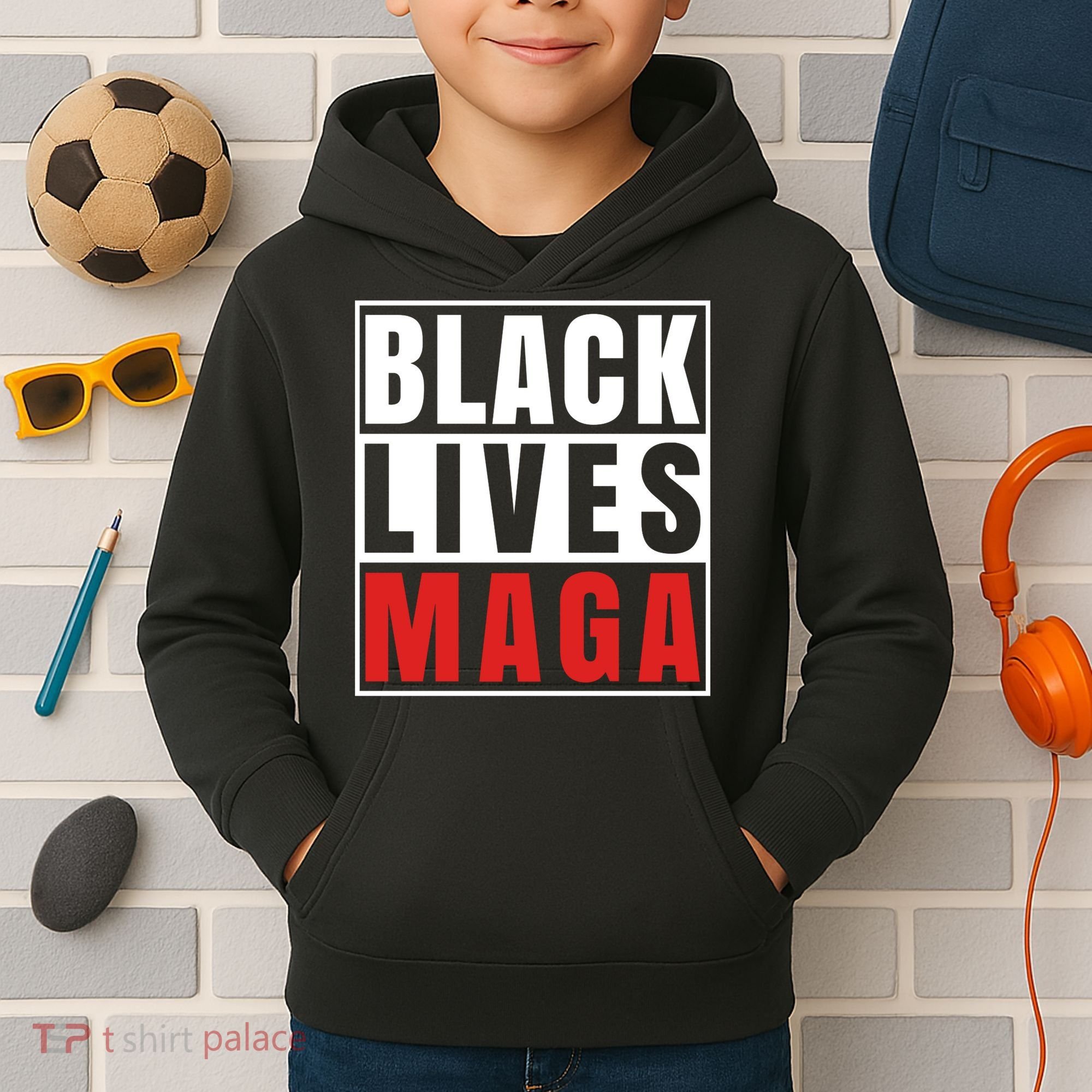 Black Lives Maga Black Conservative Republican Kids Hoodie