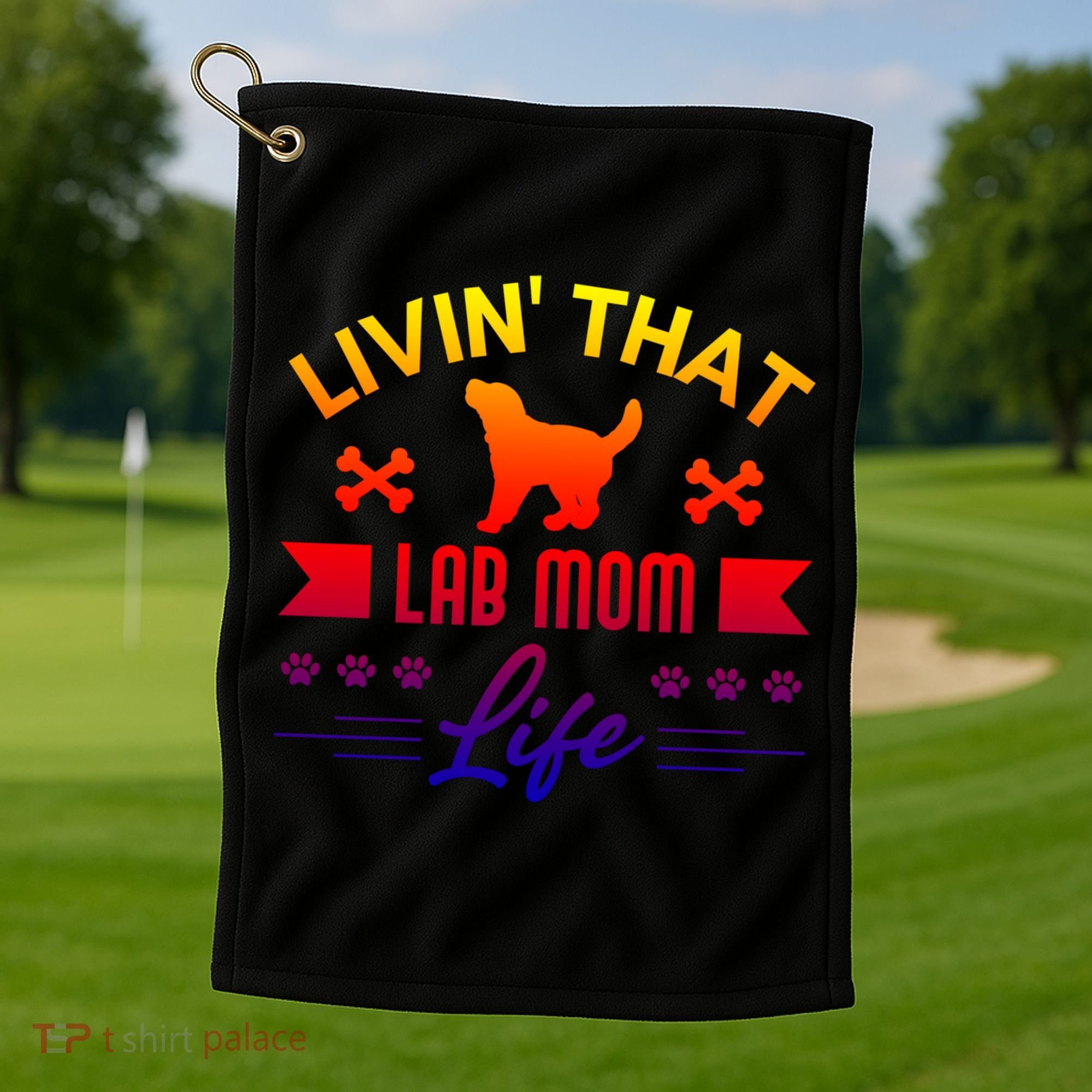 Black Lab Mom Livin That Life Labrador Retriever Great Gift Golf Towel