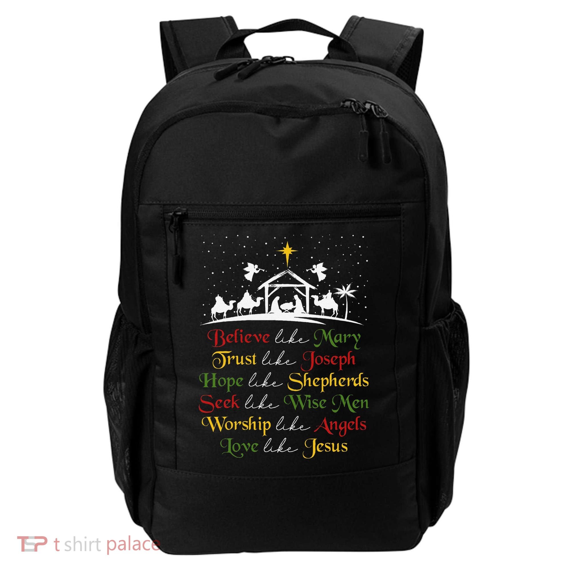 Believe Like Mary Trust Like Joseph Christian Nativity Scene Backpack