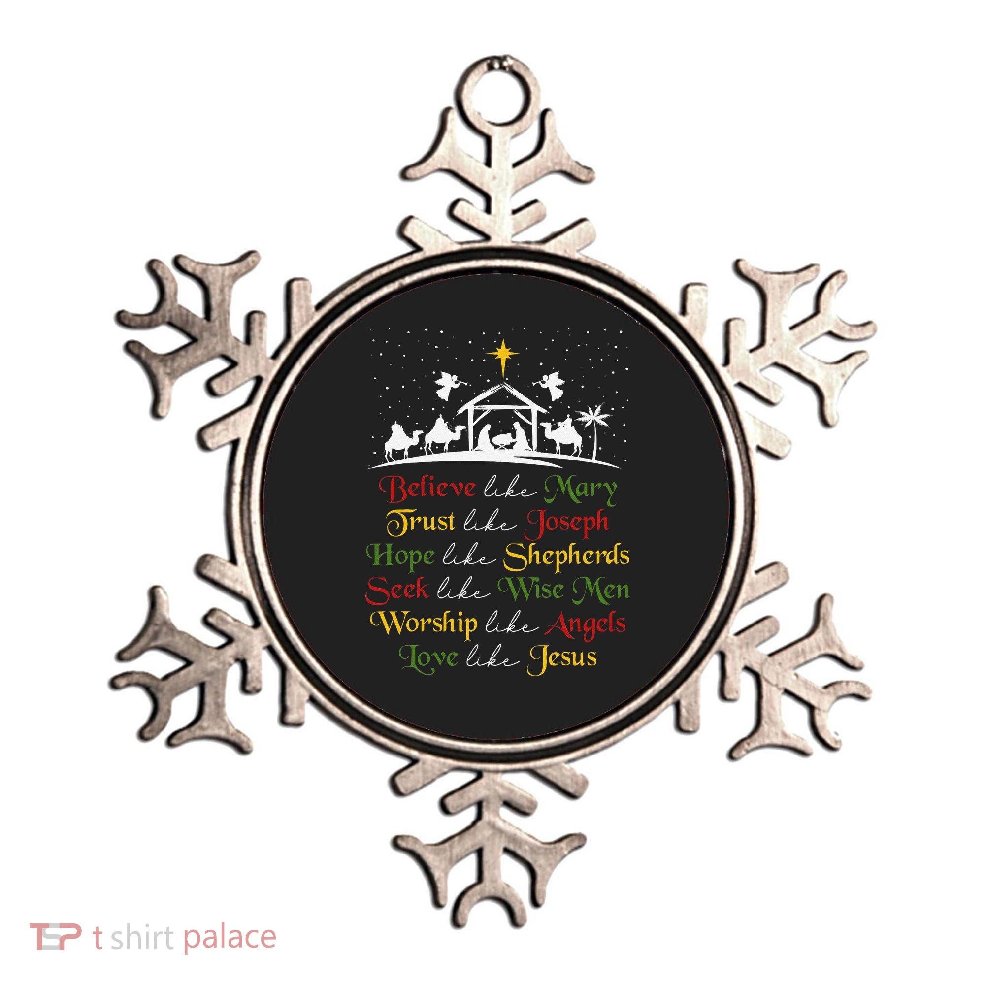 Believe Like Mary Trust Like Joseph Christian Nativity Scene Ornament