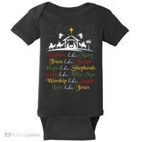 Believe Like Mary Trust Like Joseph Christian Nativity Scene Baby Bodysuit thumb 0