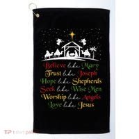 Believe Like Mary Trust Like Joseph Christian Nativity Scene Golf Towel thumb 0